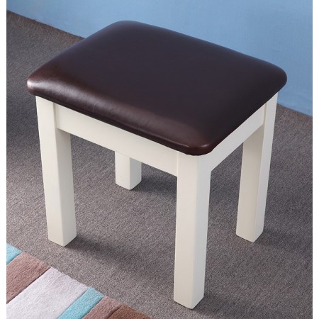 Oak04 : Ghế Đôn Gỗ Sồi Mặt Nệm - Da Pu Đen